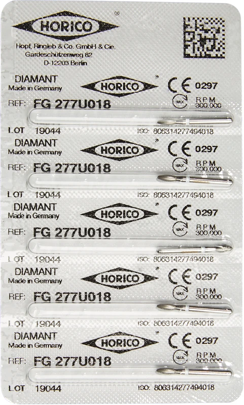 Diamantschleifer 277  Packung  5 Stück weiß ultrafein, FG, Figur 277, 4,5 mm, ISO 018