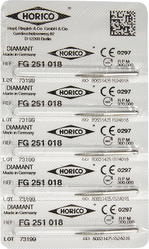 Diamantschleifer 251  Packung  5 Stück FG, Figur 251, 11,5 mm, ISO 018