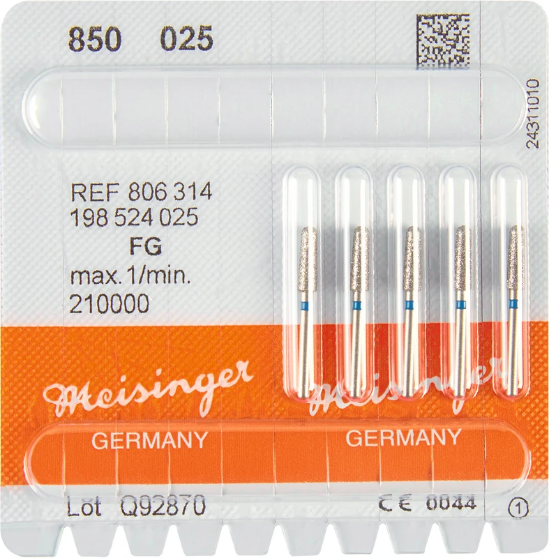 Diamanten 850  Packung  5 Stück blau mittel, FG, Figur 198 Konus rund, 8 mm ISO 025