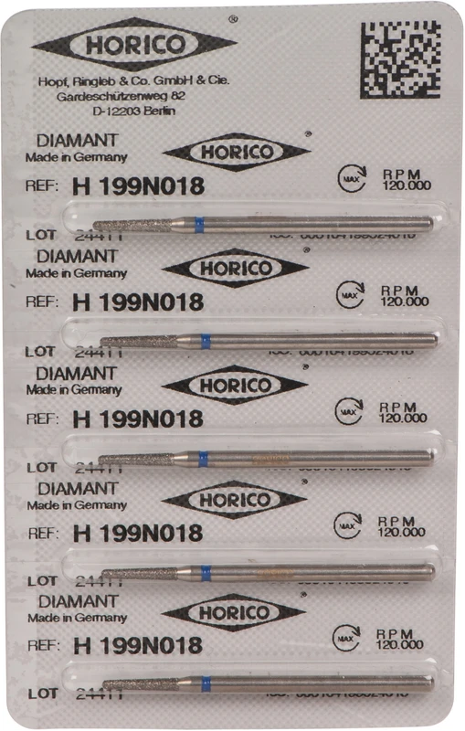 Diamantschleifer H 199  Packung  5 Stück blau normal, HP, Figur 199, 10 mm, ISO 018