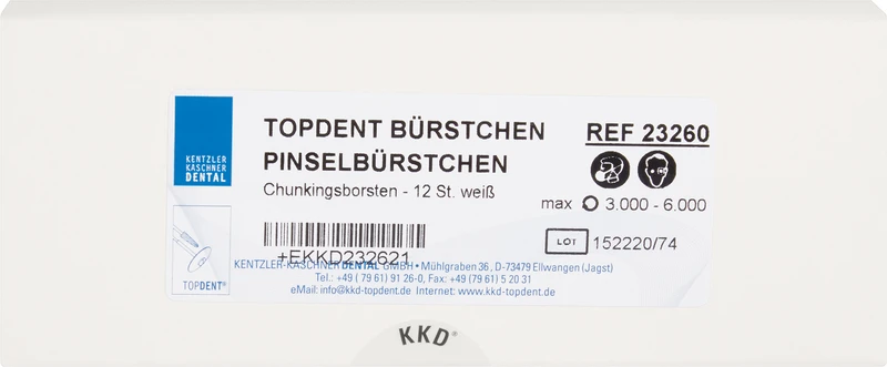 TOPDENT Pinselbürstchen  Packung  12 Stück HP, Ziegenhaar, weiß
