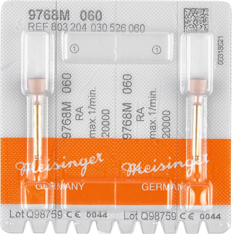 Diamantpolierer 9768  Packung  2 Stück rosa mittel, RA, Figur 030, 7,5 mm, ISO 060