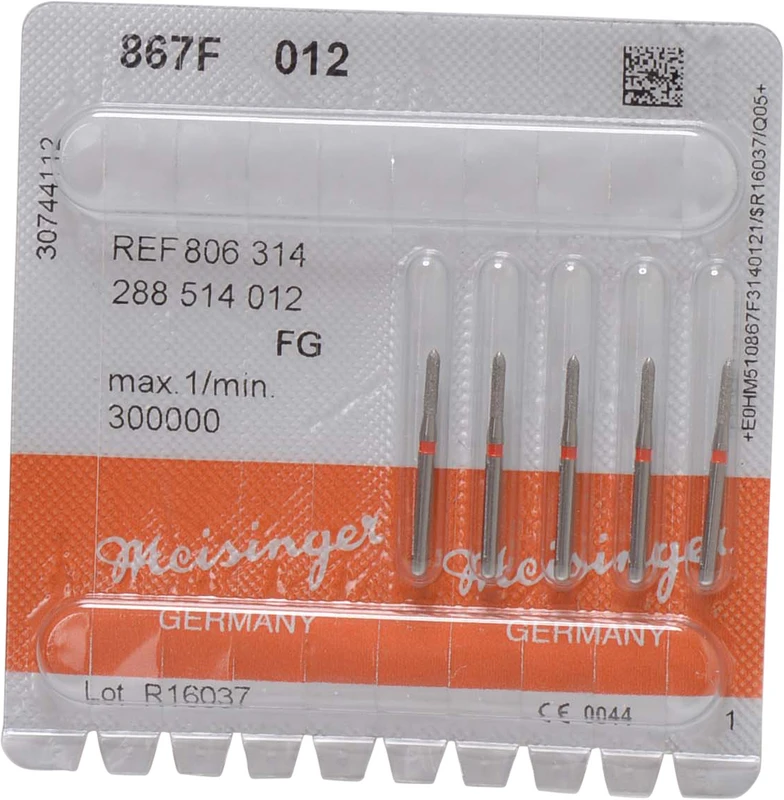 Diamanten 867  Packung  5 Stück rot fein, FG, Figur 288 Torpedo, 6 mm, ISO 012