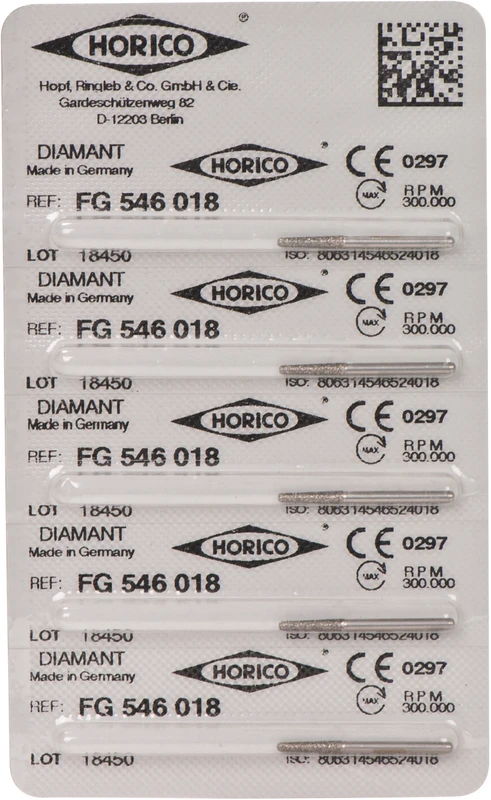 Diamantschleifer 546  Packung  5 Stück FG, Figur 546, 8 mm, ISO 018