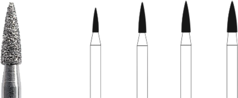 Diamanten 860  Packung  5 Stück Standard, FG, Figur 247 Flamme, 5 mm, ISO 014