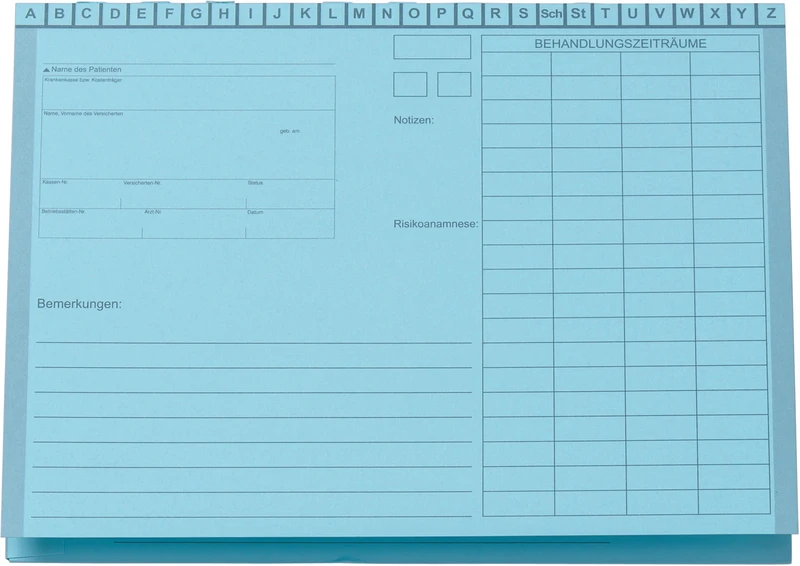 Karteimappen A5\D70  Packung  100 Stück blau ohne Heftzunge