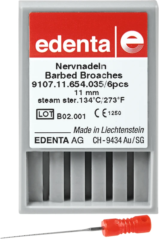 Nervnadeln 9107  Packung  6 Stück rot ISO 035