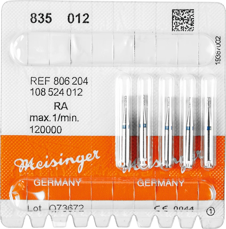 Diamanten 835  Packung  5 Stück blau mittel, RA, Figur 108 Zylinder, 3,5 mm, ISO 012
