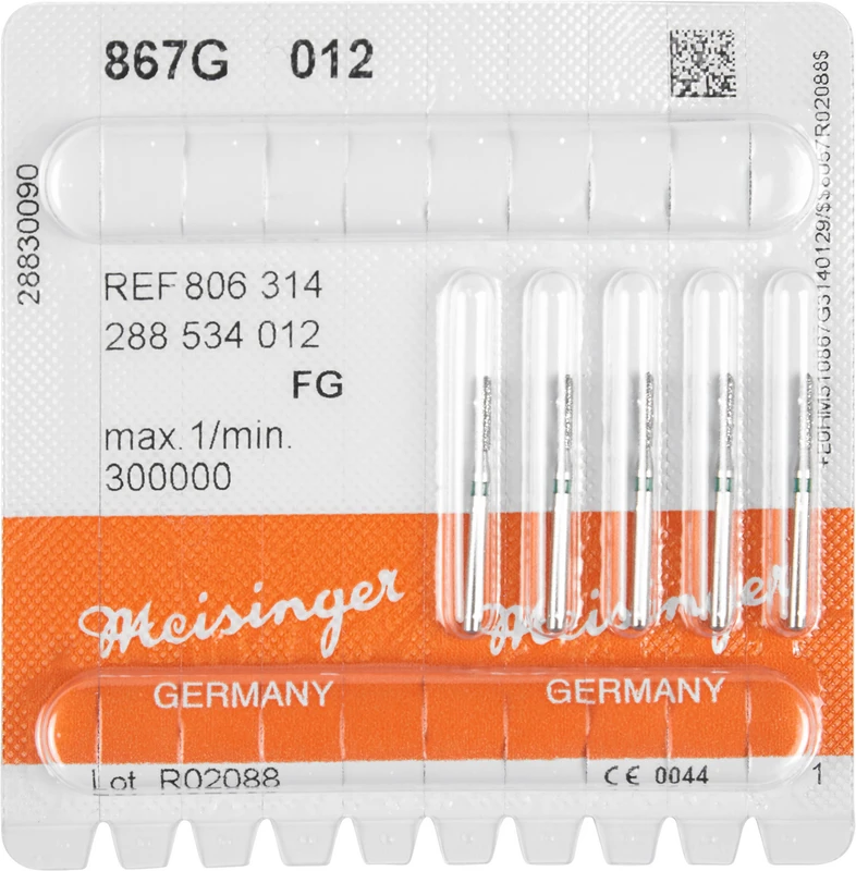 Diamanten 867  Packung  5 Stück grün grob, FG, Figur 288 Torpedo, 6 mm, ISO 012
