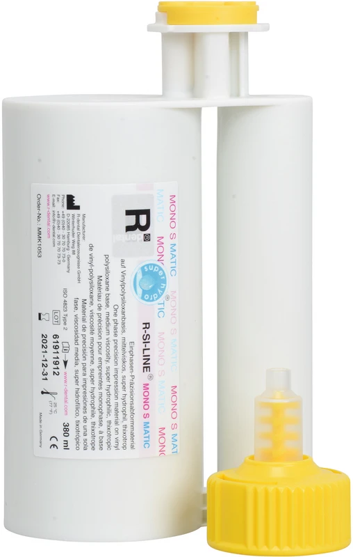 R-SI-LINE® MONO S MATIC   Packung  380 ml Kartusche, 10 Mischkanülen, 1 Bajonett-Ring