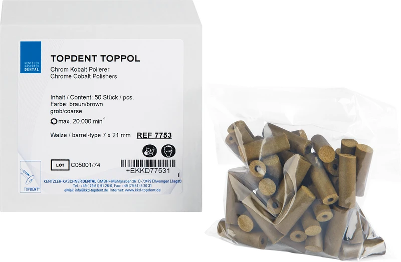TOPDENT TopPol Co-Cr Polierer  Packung  50 Stück grob, Walze 7 x 21 mm