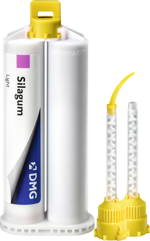 Silagum Light  Packung  2 x 50 ml Doppelkartusche, 12 Automix-Tips, 12 Intraoral-Tips