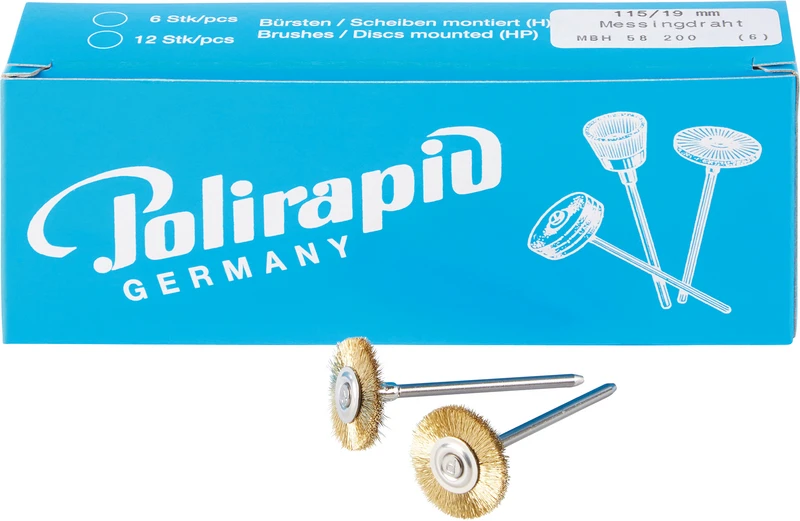 Miniaturbürsten Draht  Packung  6 Stück HP, Messingdraht, Ø 19 mm, Draht: 0,08 mm