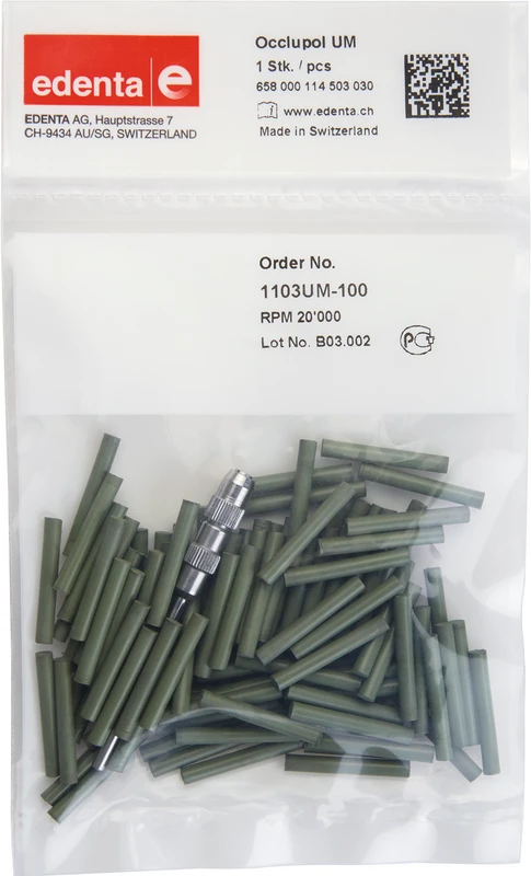Occlupol  Packung  100 Stück unmontiert, grün fein, Figur 114, 22 mm, ISO 030
