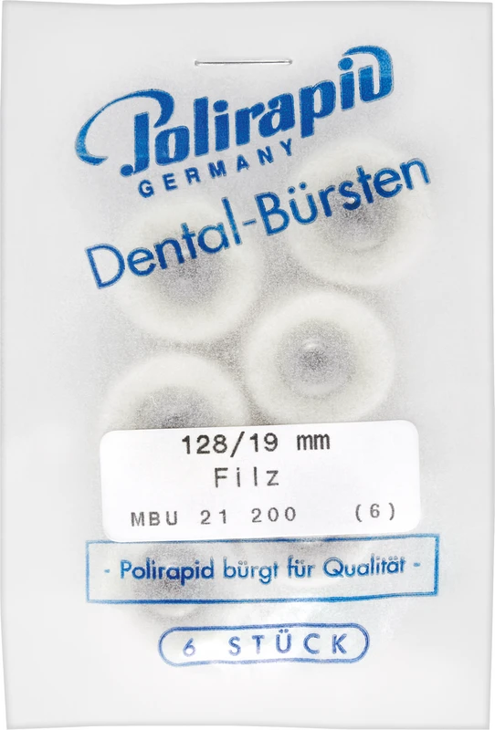 Miniaturbürsten Scheibe  Packung  6 Stück unmontiert, Wollfilz, Ø 19 mm