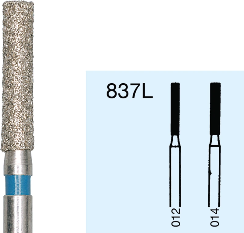 Omni Diamanten 837  Packung  5 Stück grün grob, FG, Figur 158 Zylinder Kante rund, 8 mm, ISO 014