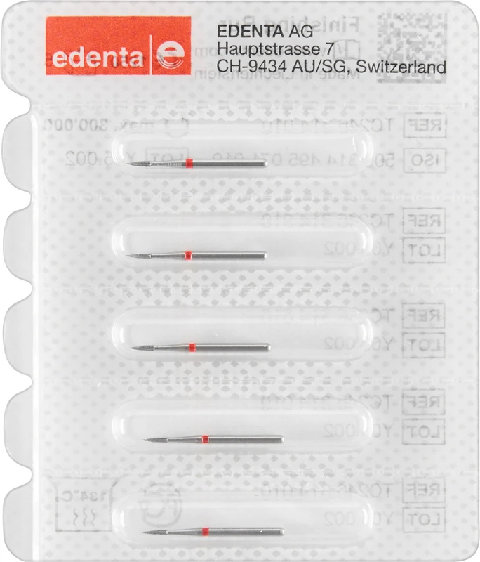 HM-Finierer TC246  Packung  5 Stück rot, 12 Schneiden, FG, Figur 495 Flamme, 3,6 mm, ISO 010