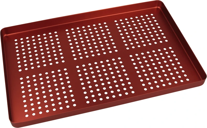 Norm-Tray Aluminium  Stück  Boden gelocht rot, 18 x 28 cm
