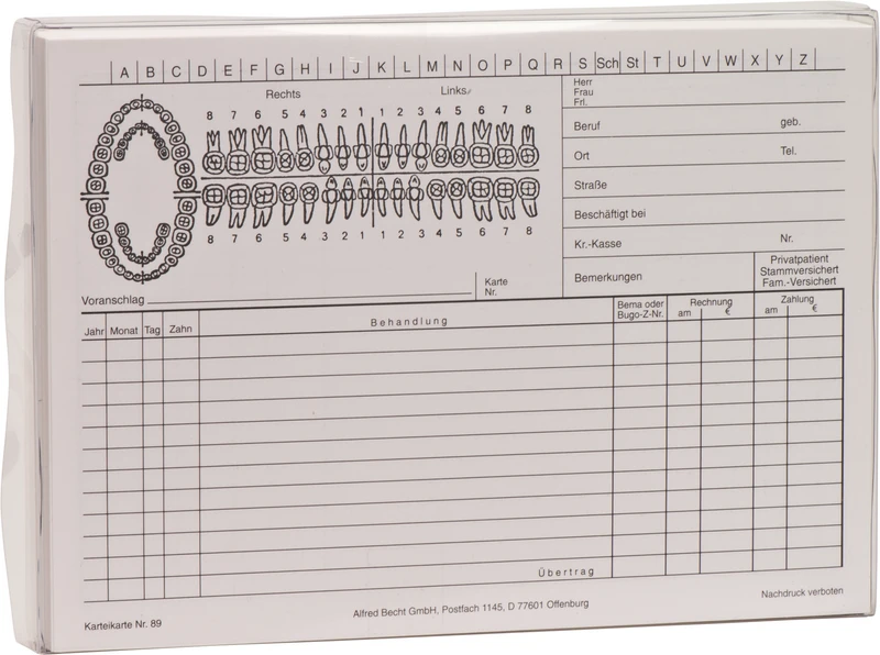 Karteikarten   Packung  100 Stück weiß