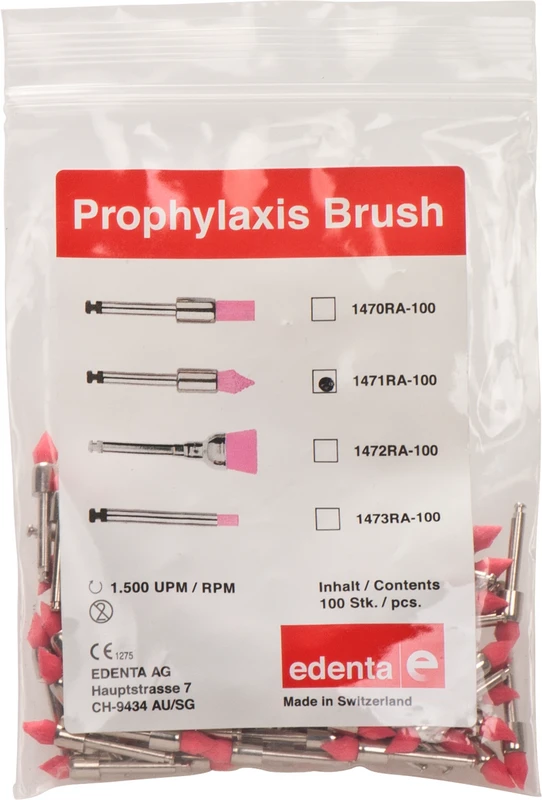 Prophylaxe Bürste  Packung  100 Stück rosa, ISO 035, RA, Flamme