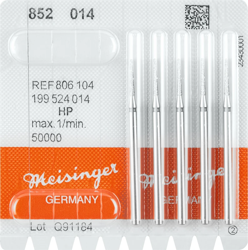 Diamanten 852  Packung  5 Stück blau mittel, HP, Figur 199 konisch rund, 10 mm, ISO 014