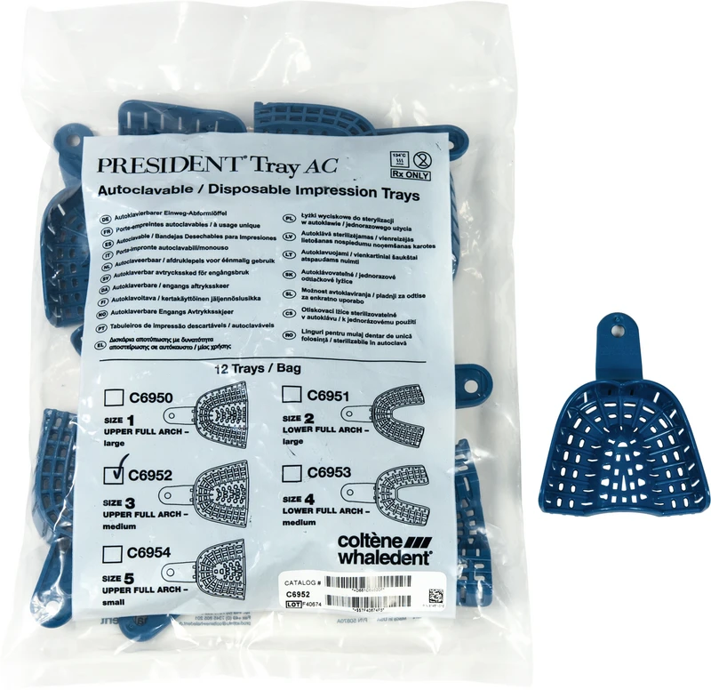 PRESIDENT® Abformlöffel AC  Packung  12 Stück Oberkiefer Gr. 3, mittel