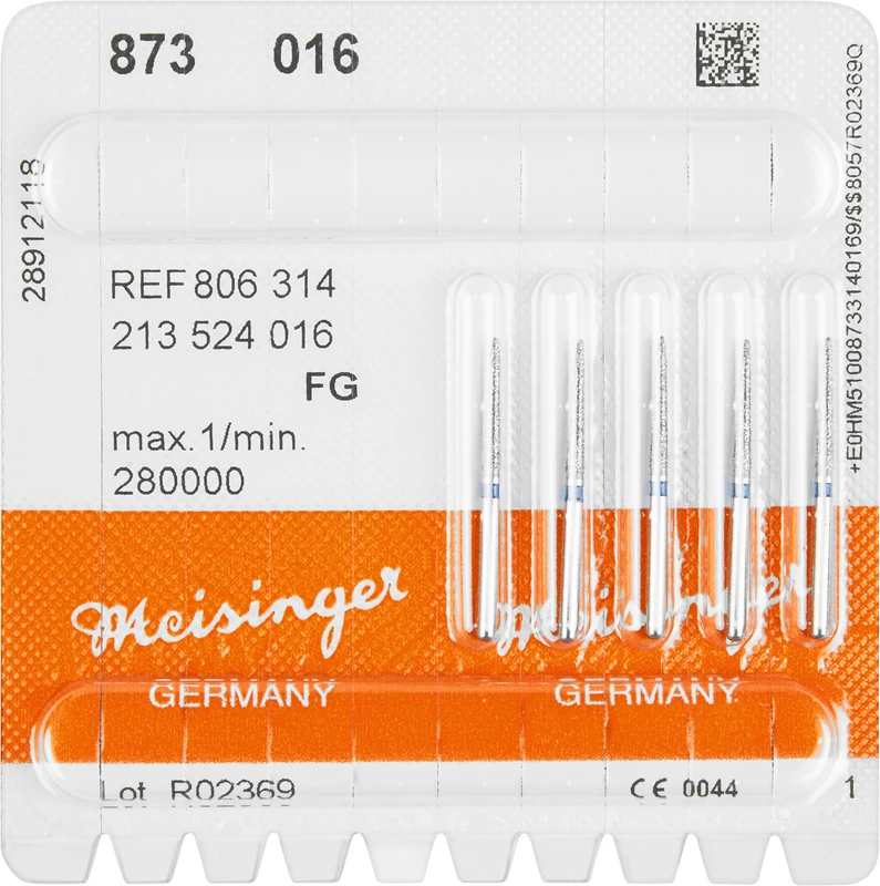 Diamanten 873  Packung  5 Stück blau mittel, FG, Figur 213 Torpedo konisch, 10,5 mm, ISO 016