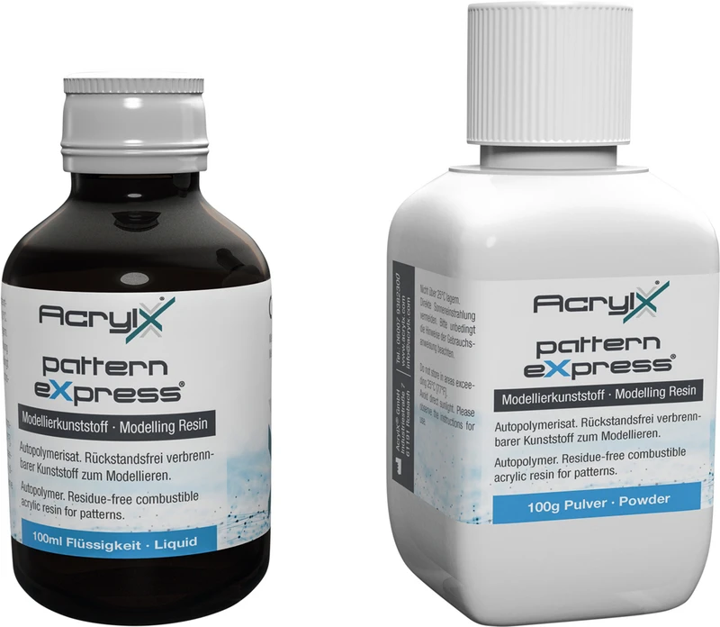 pattern eXpress® DENTIN   Laborpackung  100 g Pulver dentin, 100ml Flüssigkeit inklusive Zubehör