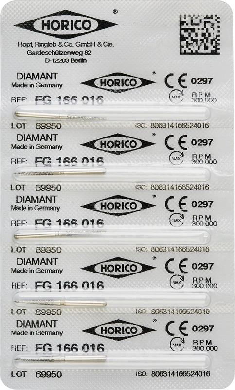 Diamantschleifer 166   Blister  5 Stück FG, Figur 166, 10 mm, ISO 016