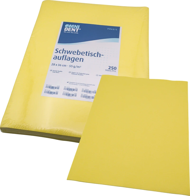 Schwebetischauflagen  Packung  250 Stück 28 x 36 cm, gelb