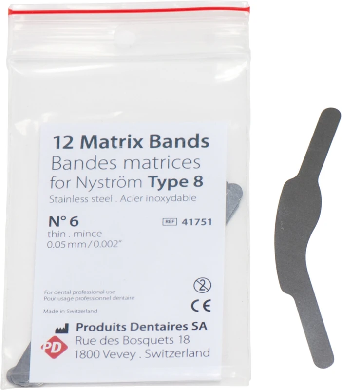 Matrizenbänder nach Nyström Type 8  Packung  12 Stück dünn, Nr. 6