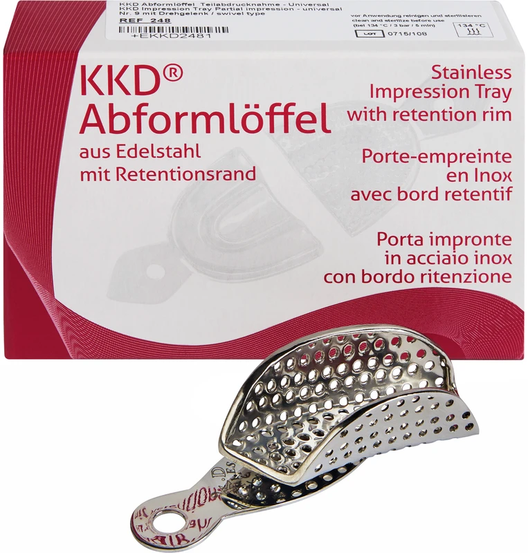 KKD® Abformlöffel Universal  Stück  Frontzahn mit Drehgelenk, perforiert, Nr. 9