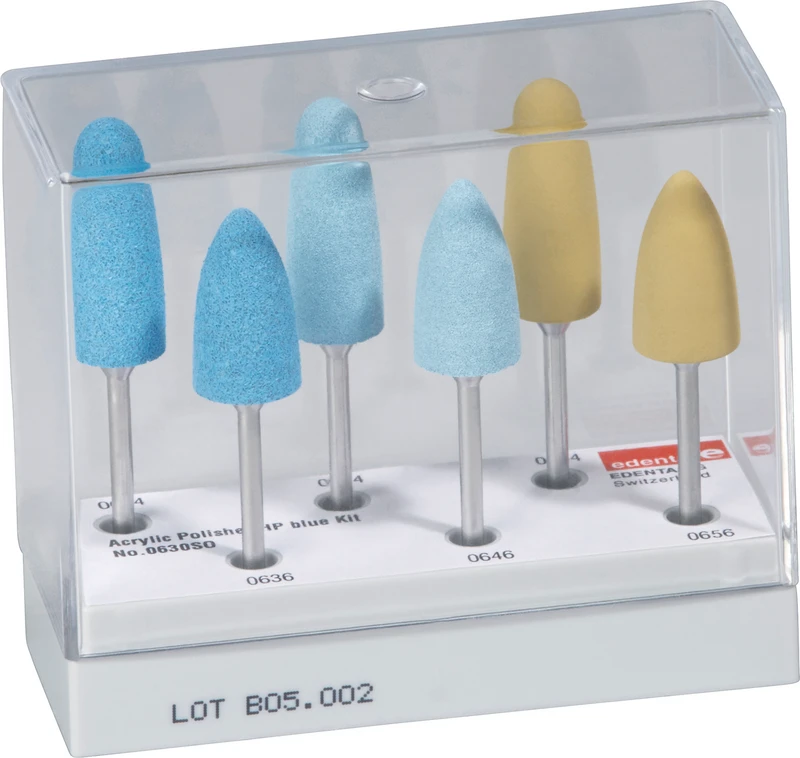 Acrylic Polisher blue Kit  Kit  6 Stück (4 x Acrylic Polierer 0634, 0636, 0644, 0646, 2 x Exa Technique gelb 0656, 0654)