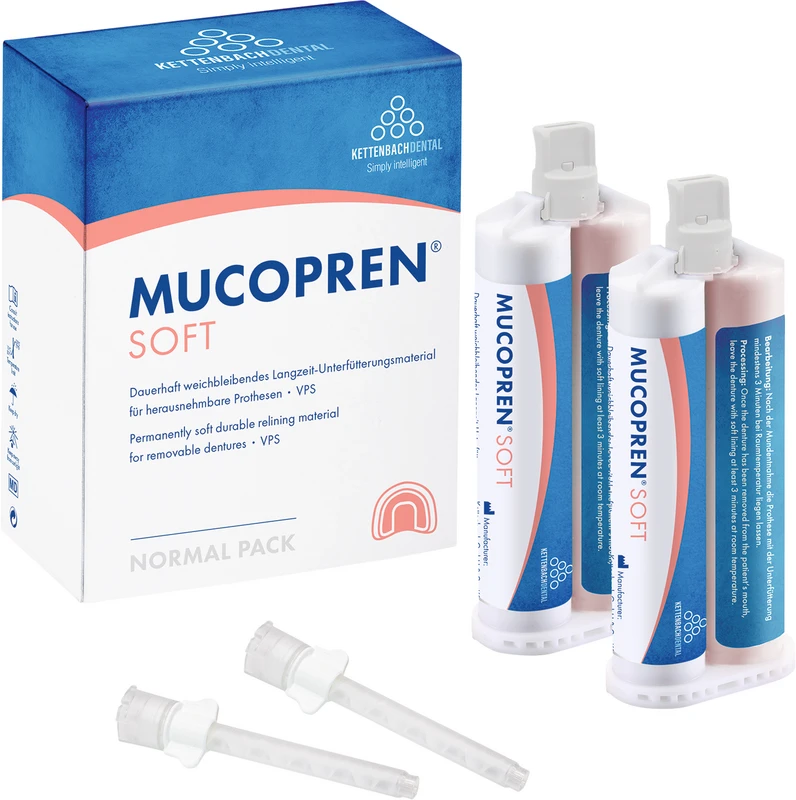 Mucopren® Soft   Normalpackung  2 x 50 ml Doppelkartusche, 6 Mischkanülen weiß