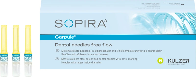 SOPIRA® Carpule® Free Flow Kanülen  Packung  100 Stück 30G, 12 mm, kurzer Anschliff blau, Typ Injektion Intraligamentär