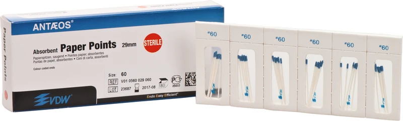 Papierspitzen steril  Packung  180 Stück Taper.02, ISO 060