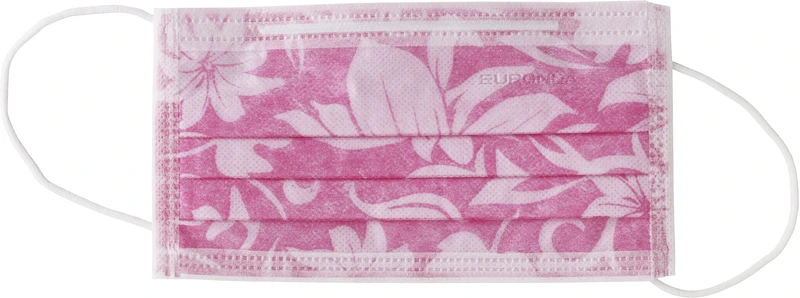Monoart® Mundschutz Flower  Spenderbox  50 Stück mit Gummizug, rosa