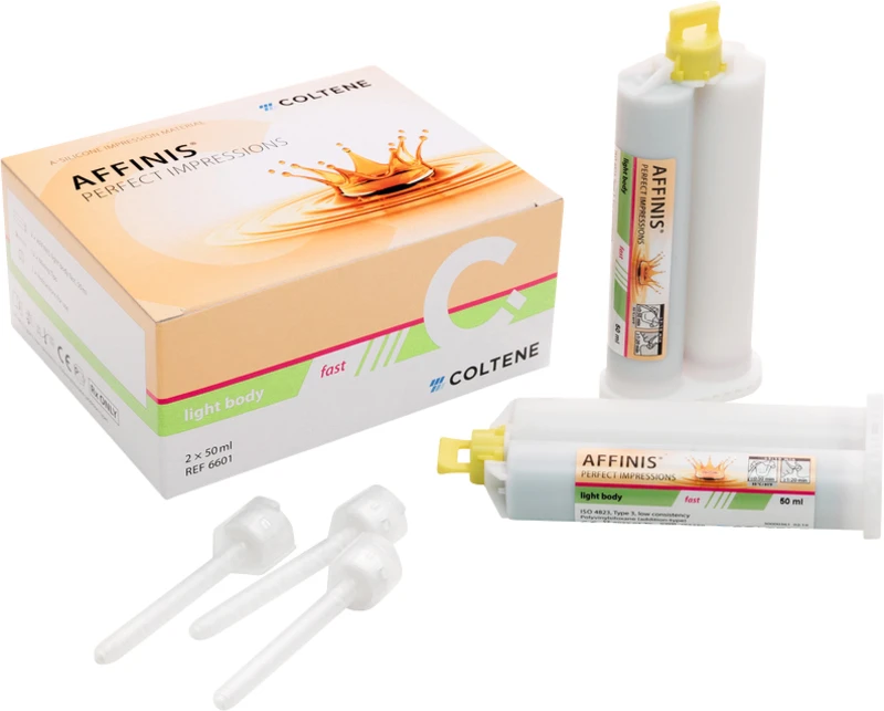 AFFINIS® System 50  Packung  2 x 50 ml Doppelkartusche fast light body, 12 Mixing Tips