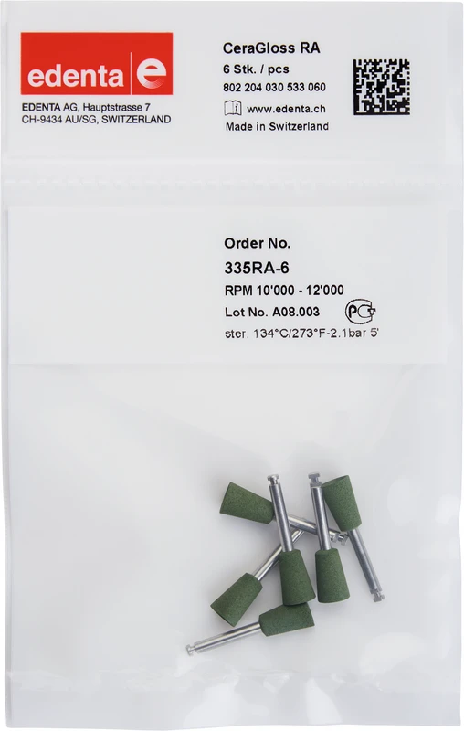 CeraGloss  Packung  6 Stück grün, RA, Figur 030, 10 mm, ISO 060