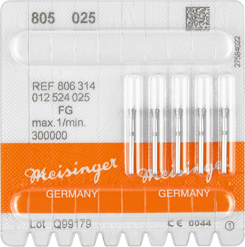 Diamanten 805  Packung  5 St. blau mittel, FG, Fig. 012 umgek. Kegel, Kante scharf, 2,5 mm, ISO 025