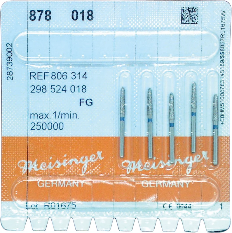 Diamanten 878  Packung  5 Stück blau mittel, FG, Figur 298 Torpedo, 8 mm, ISO 018