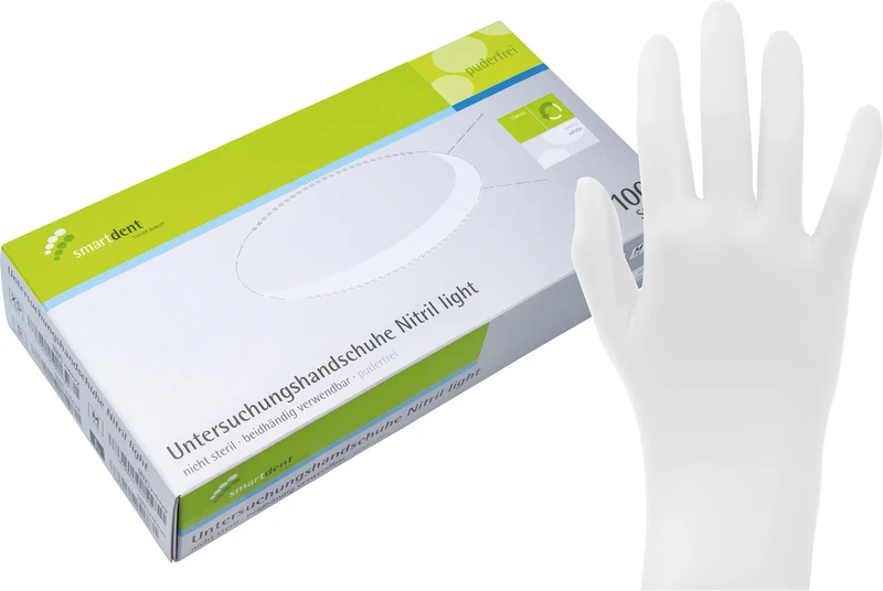 smart Nitrilhandschuhe light  Packung  100 Stück puderfrei, weiß, M