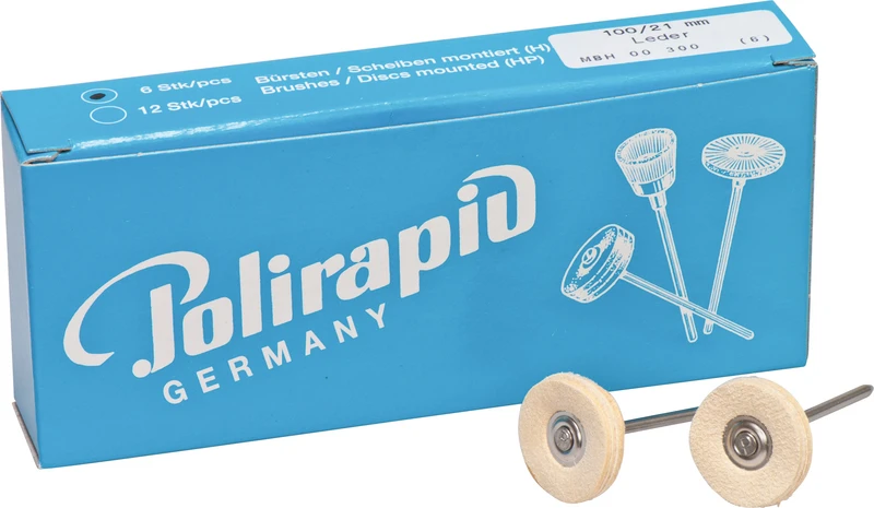 Miniaturbürsten Scheibe  Packung  6 Stück HP, Chamoisleder, Ø 21 mm