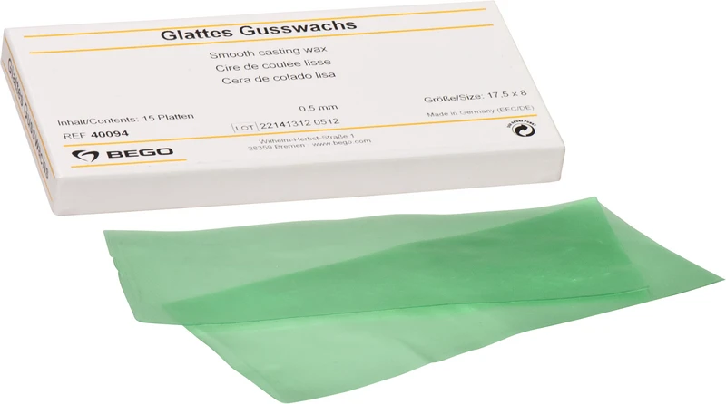 Glattes Gusswachs  Packung  15 Stück grün, Stärke 0,5 mm