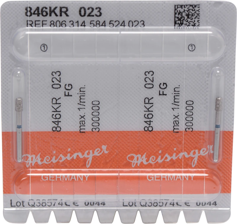 Diamanten 846  Packung  2 Stück blau mittel, FG, Figur 584, Konus Kante abgerundet, 4 mm, ISO 023