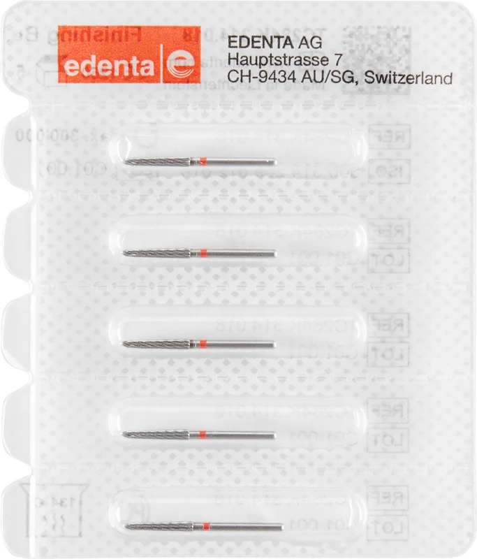 HM-Finierer TC284  Packung  5 Stück rot, 12 Schneiden, FG, Figur 299 Torpedo konisch, 10 mm, ISO 018