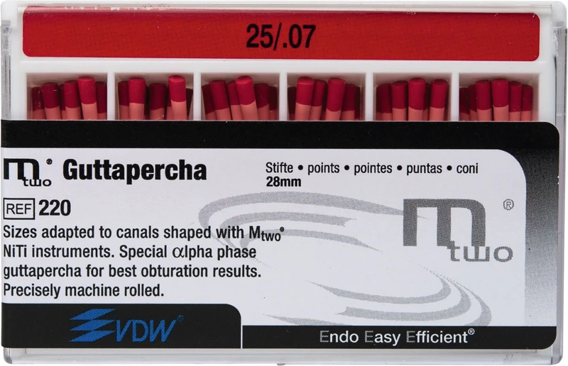 Mtwo® Guttapercha  Packung  60 Stück Taper.07, ISO 025