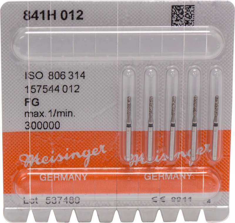 Diamanten 841  Packung  5 Stück schwarz super grob, FG, Figur 157 Zylinder abgerundet, 6 mm, ISO 012