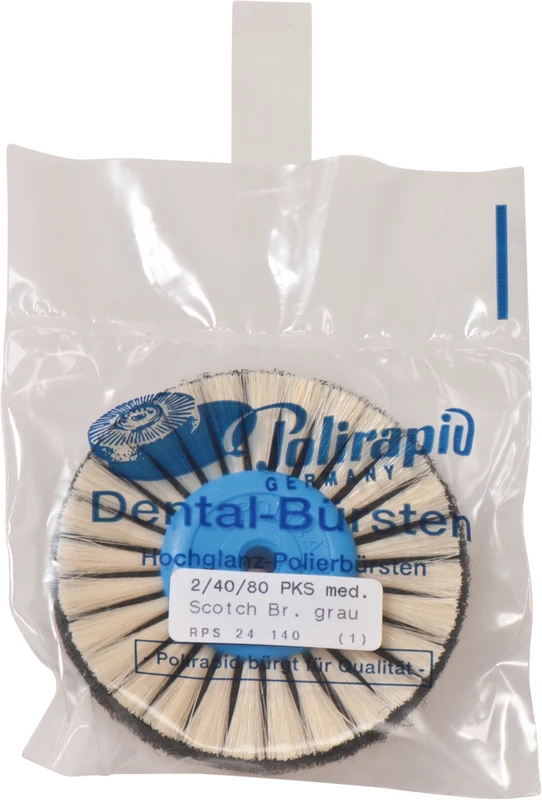 Prima Rundbürsten Einlage  Stück  2-reihig, Einl. 3M Scotch-Brite grau mittel, spitz, Kern: Ø 40 mm, Außen: Ø 80 mm