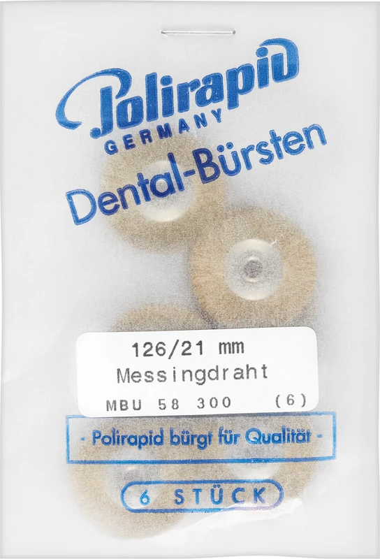 Miniaturbürsten Draht  Packung  6 Stück unmontiert, Messingdraht, Ø 21 mm, Draht: 0,08 mm